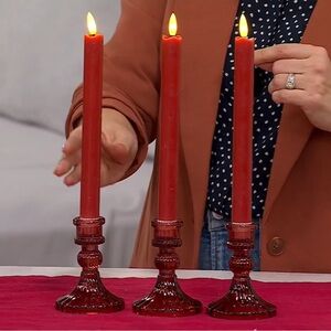 Home Reflections S/3 Flameless Tonal Tapers with Holders